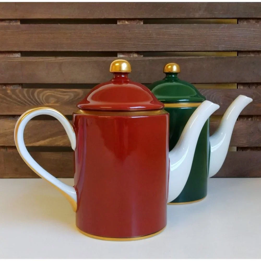 Fitz and Floyd Vintage Red & Gold Tea Coffee Pot